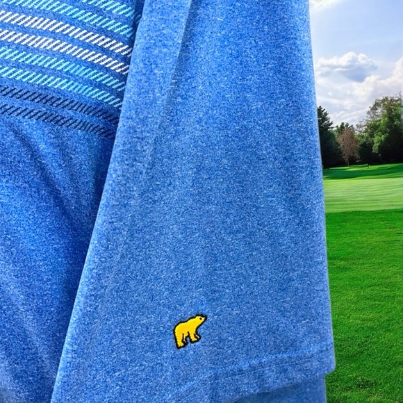 Jack Nicklaus Men’s Blue Horizon Striped Color Block Polo Golf Shirt - Picture 6 of 16